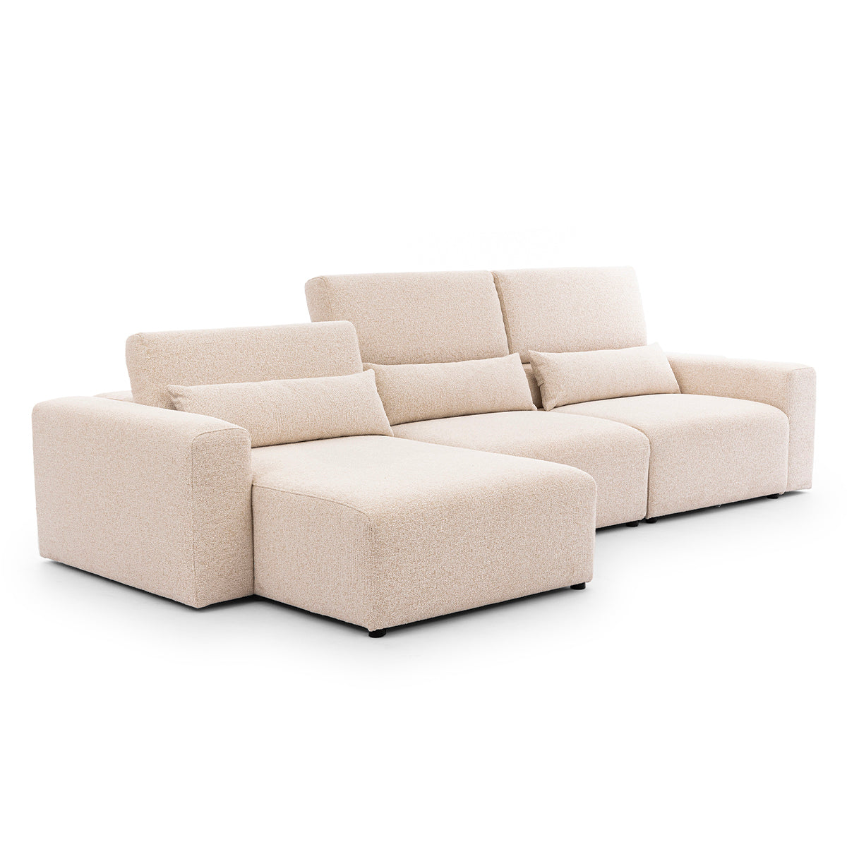 Canapé d'angle gauche 3 places modulable têtières relevables Velano Beige - vue 5