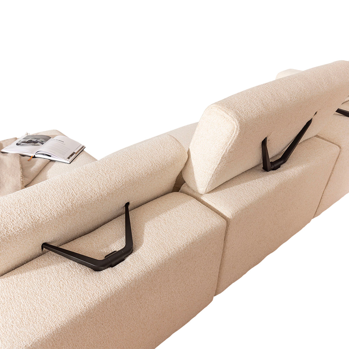 Canapé d'angle gauche 3 places modulable têtières relevables Velano Beige - vue 8