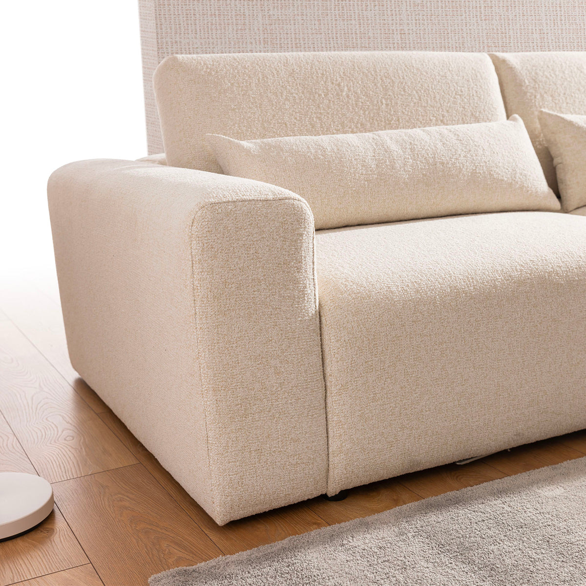 Canapé d'angle gauche 3 places modulable têtières relevables Velano Beige - vue 9