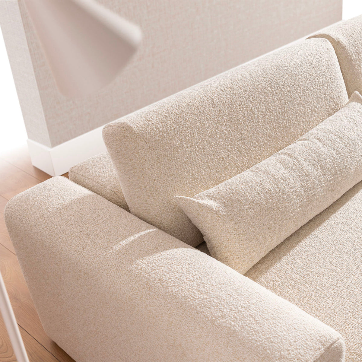 Canapé d'angle gauche 3 places modulable têtières relevables Velano Beige - vue 10