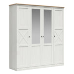 Armoire 4 portes Victoria Blanc et Bois