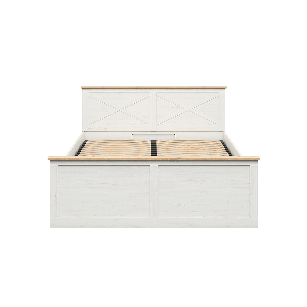 Lit coffre 160x200 sommier inclus Victoria Blanc et Bois - vue 3