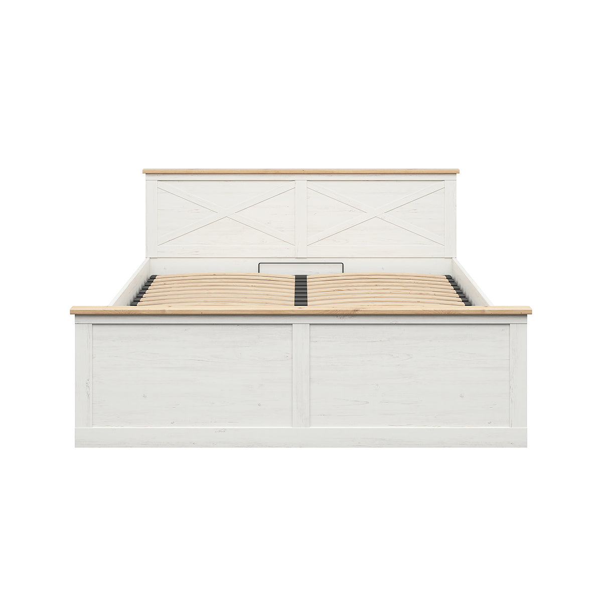 Lit coffre 180x200 sommier inclus Victoria Blanc et Bois - vue 3