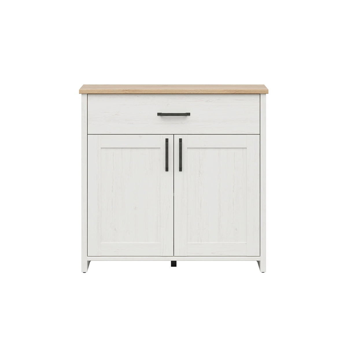 Buffet 2 portes 1 tiroir Aksel Blanc et Bois - vue 2