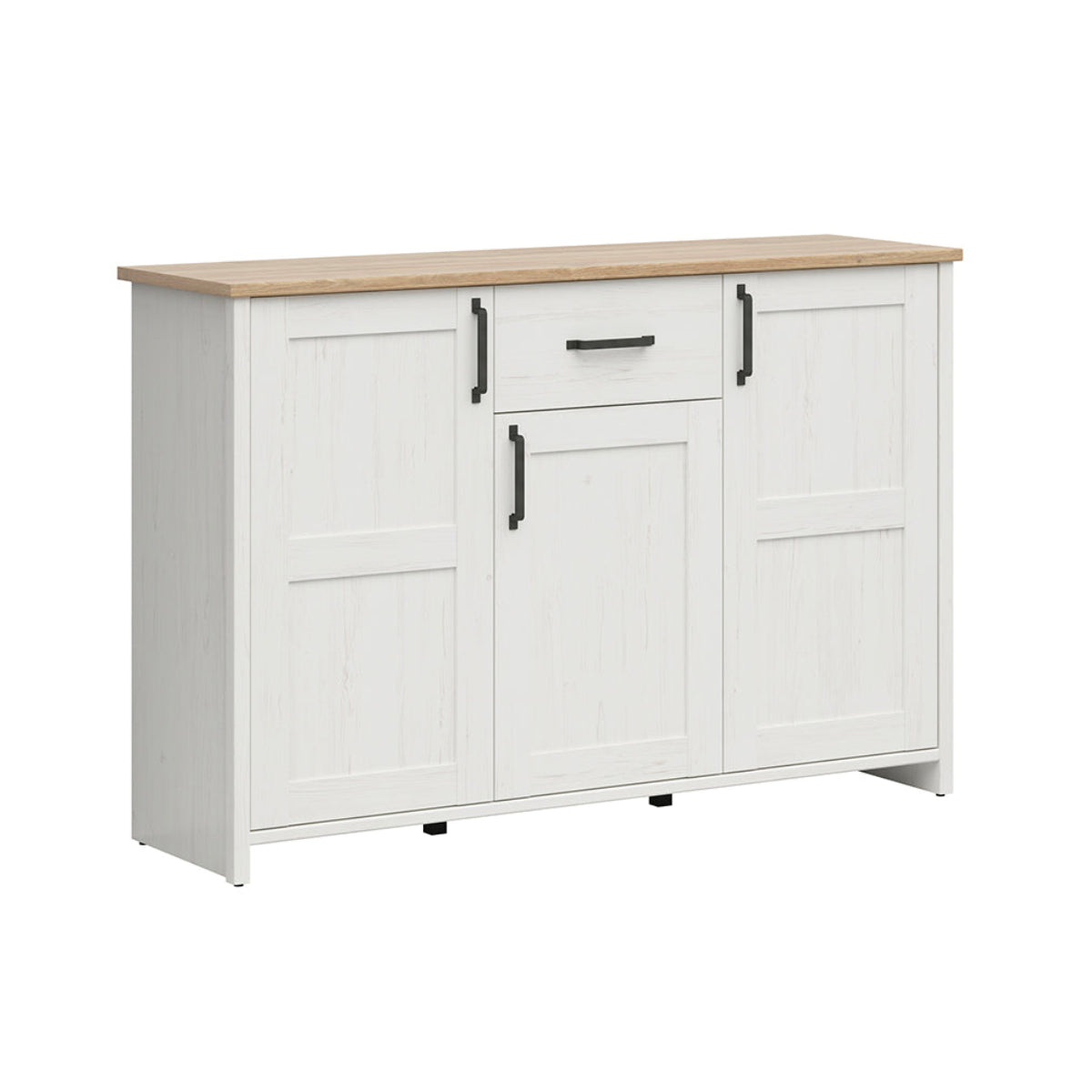 Buffet 3 portes 1 tiroir Aksel Blanc et Bois