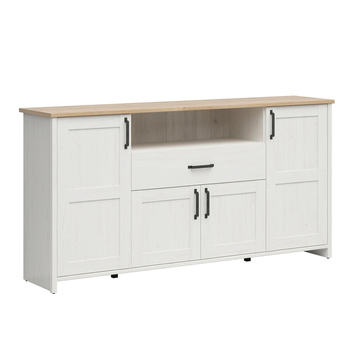 Buffet 4 portes 1 tiroir Aksel Blanc et Bois