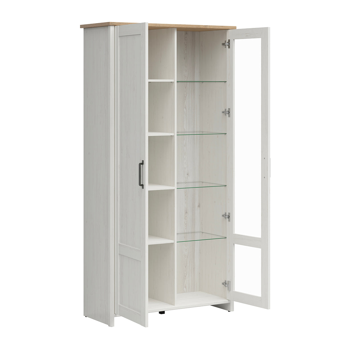 Vaisselier 2 portes Aksel Blanc et Bois - vue 3