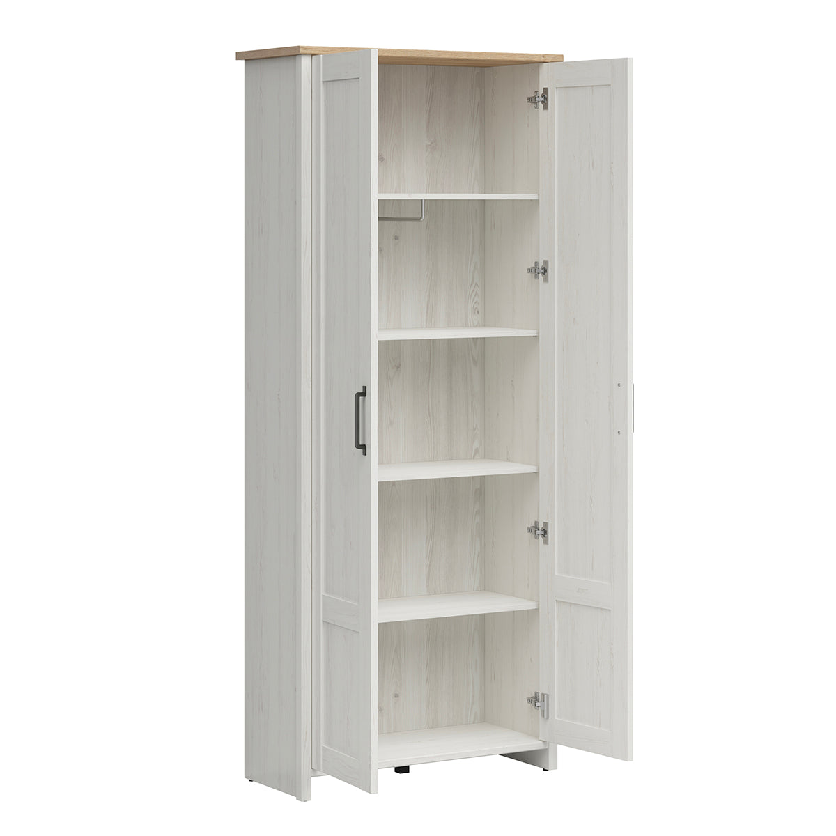 Armoire 2 portes Aksel Blanc et Bois - vue 3