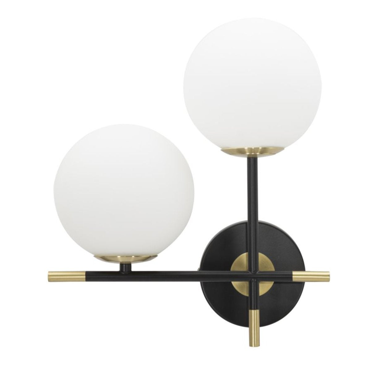 Applique murale 2 globes verre et métal Darkos Noir et Doré - vue 2