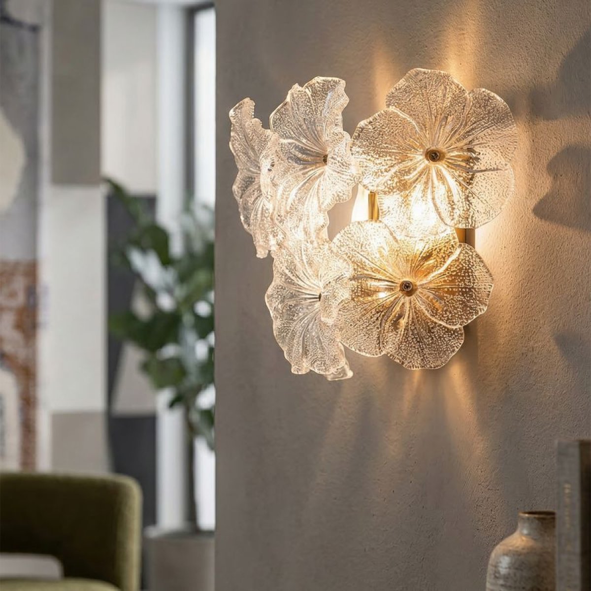 Applique murale fleurs en verre Hibis Blanc