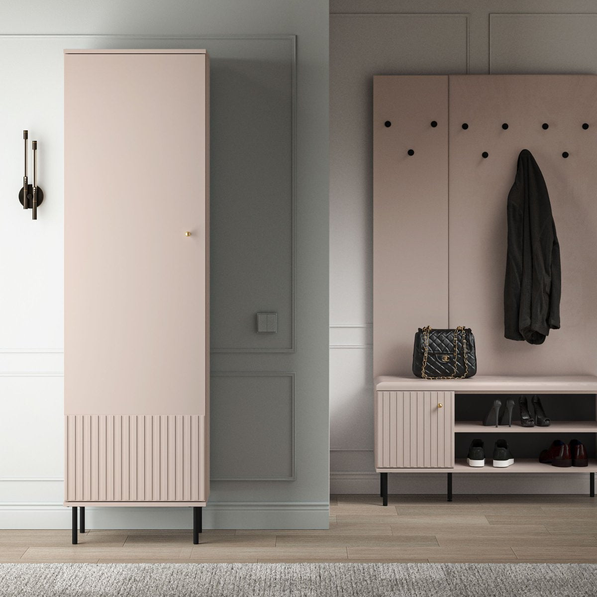 Armoire 1 porte entrée Nova Cachemire - vue 5