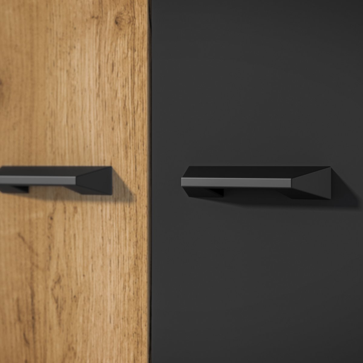 Armoire 2 portes Zoran Noir et Bois - vue 6