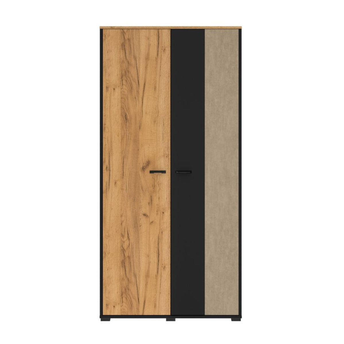 Armoire 2 portes Zoran Noir et Bois - vue 7