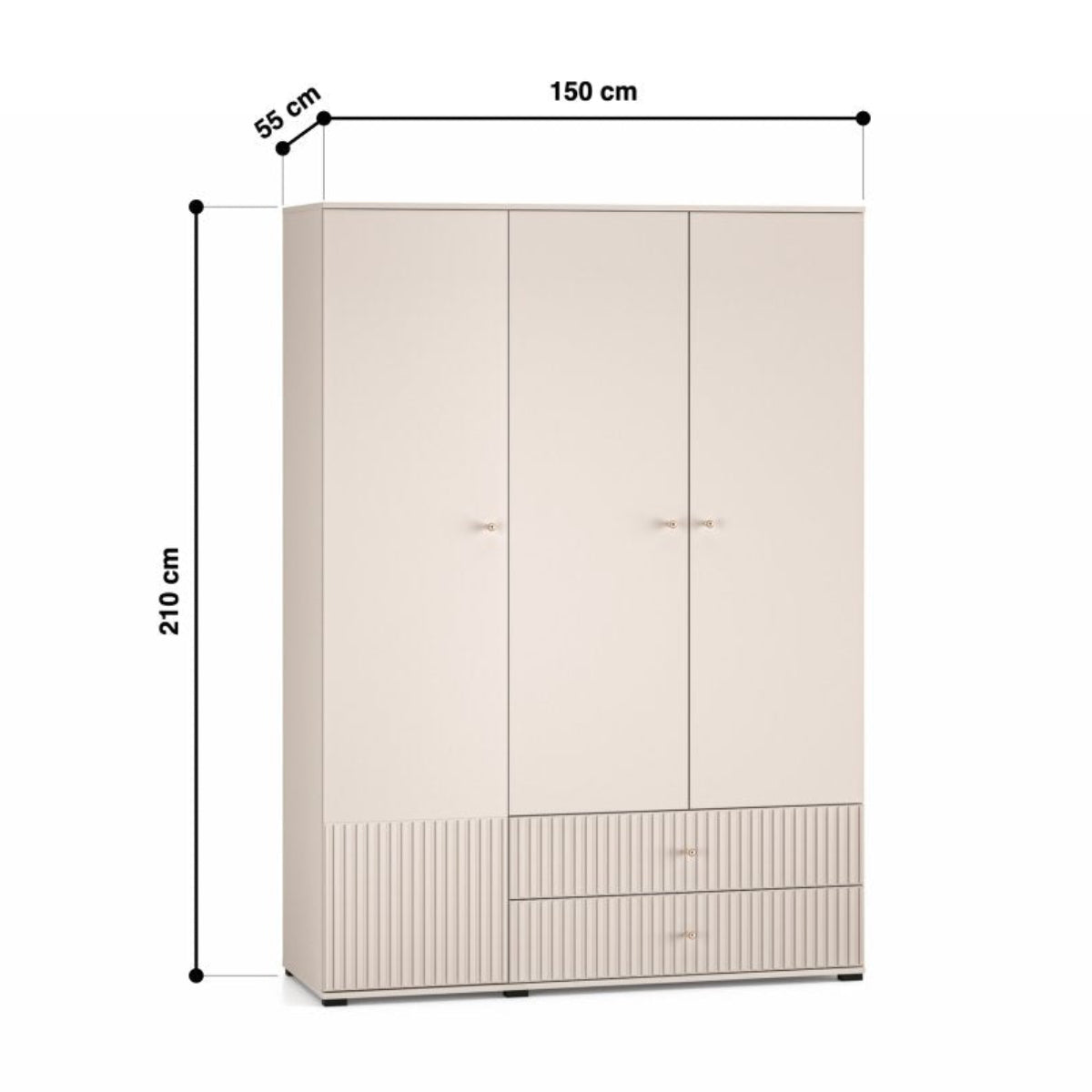 Armoire 3 portes 2 tiroirs Nova Cachemire - vue 8
