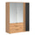 Armoire 3 portes 3 tiroirs Ezra Bois et Noir