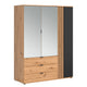 Armoire 3 portes 3 tiroirs Ezra Bois et Noir