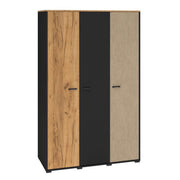 Armoire 3 portes Zoran Noir et Bois