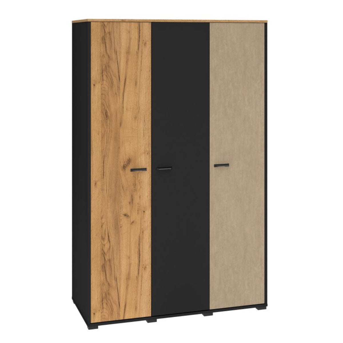 Armoire 3 portes Zoran Noir et Bois