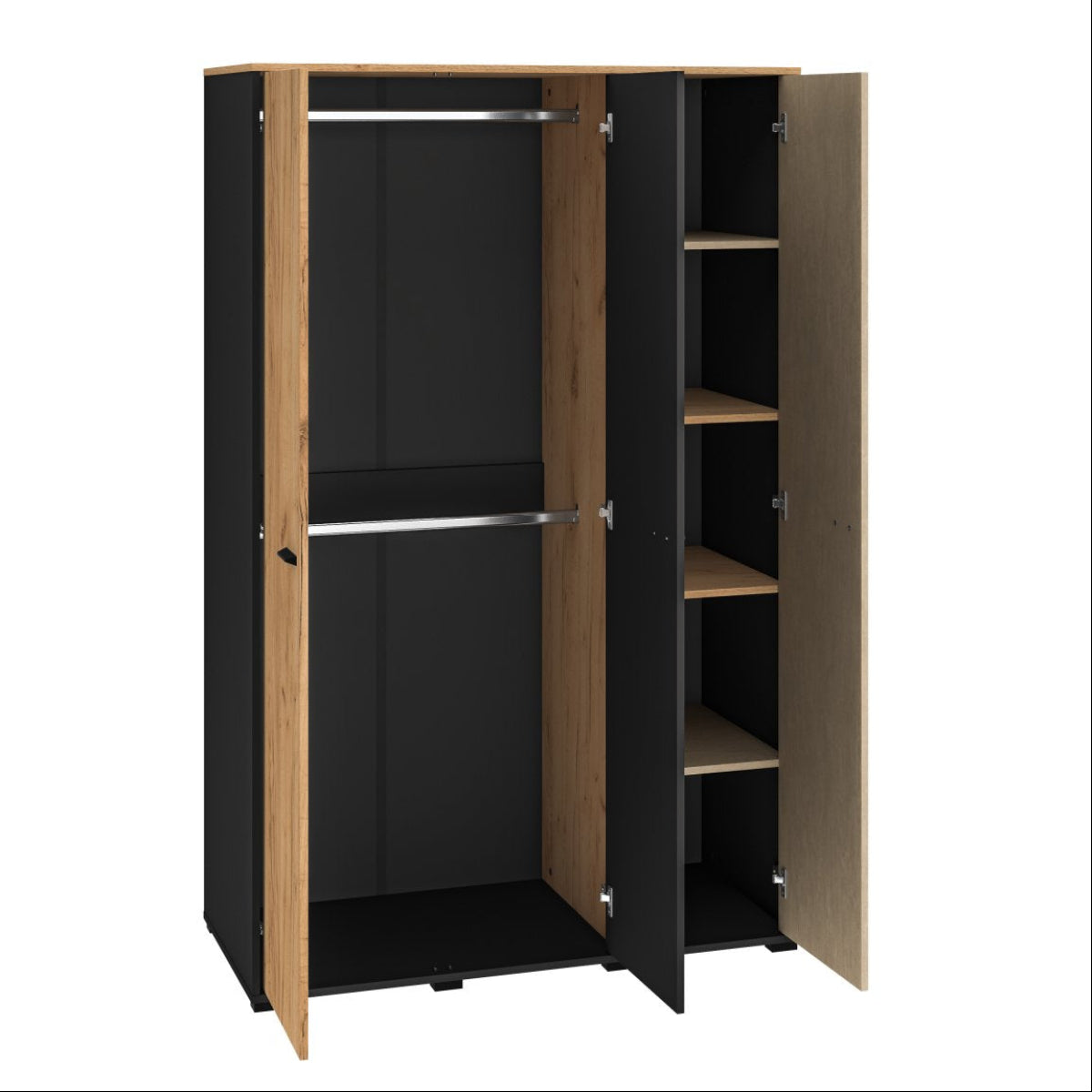 Armoire 3 portes Zoran Noir et Bois - vue 3
