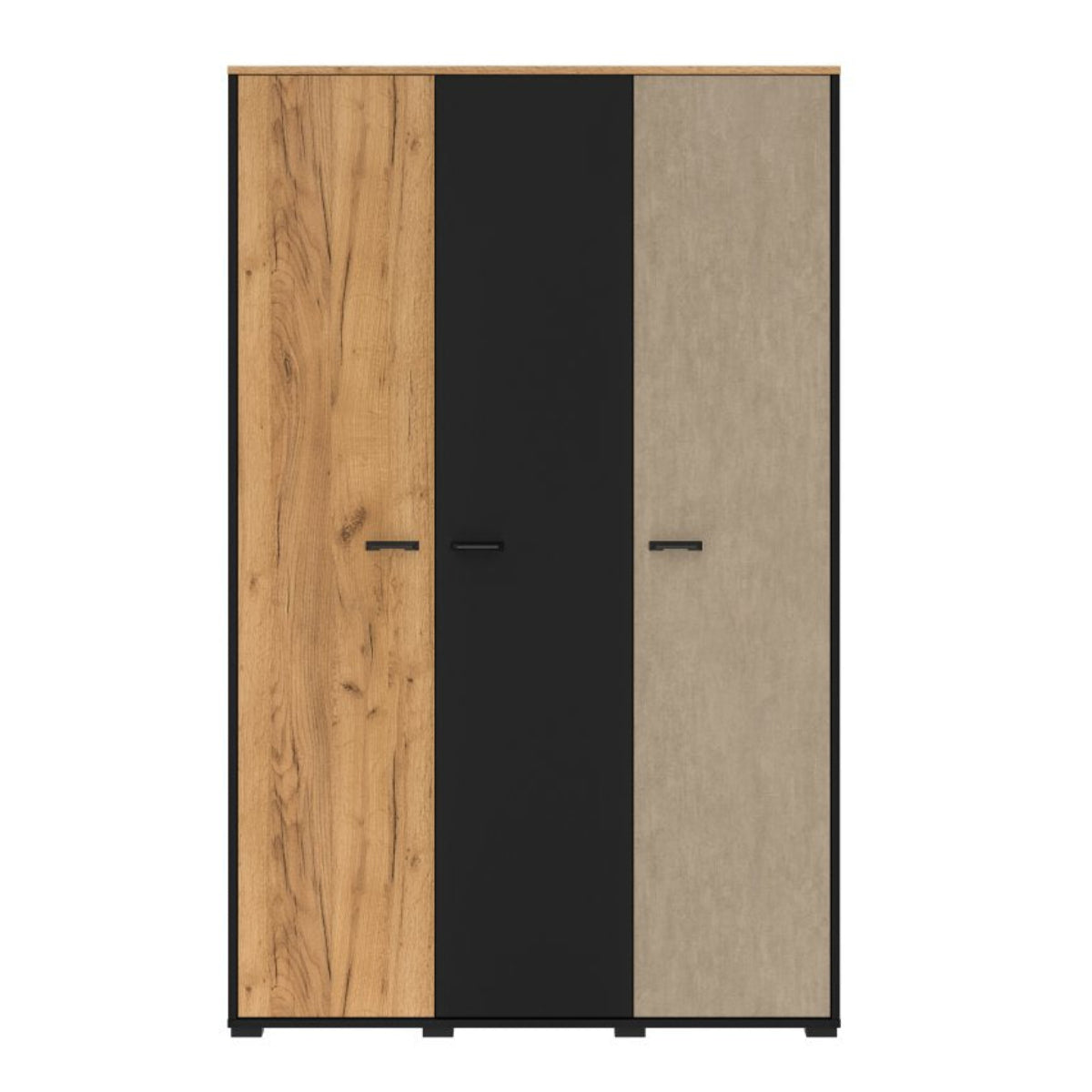 Armoire 3 portes Zoran Noir et Bois - vue 7