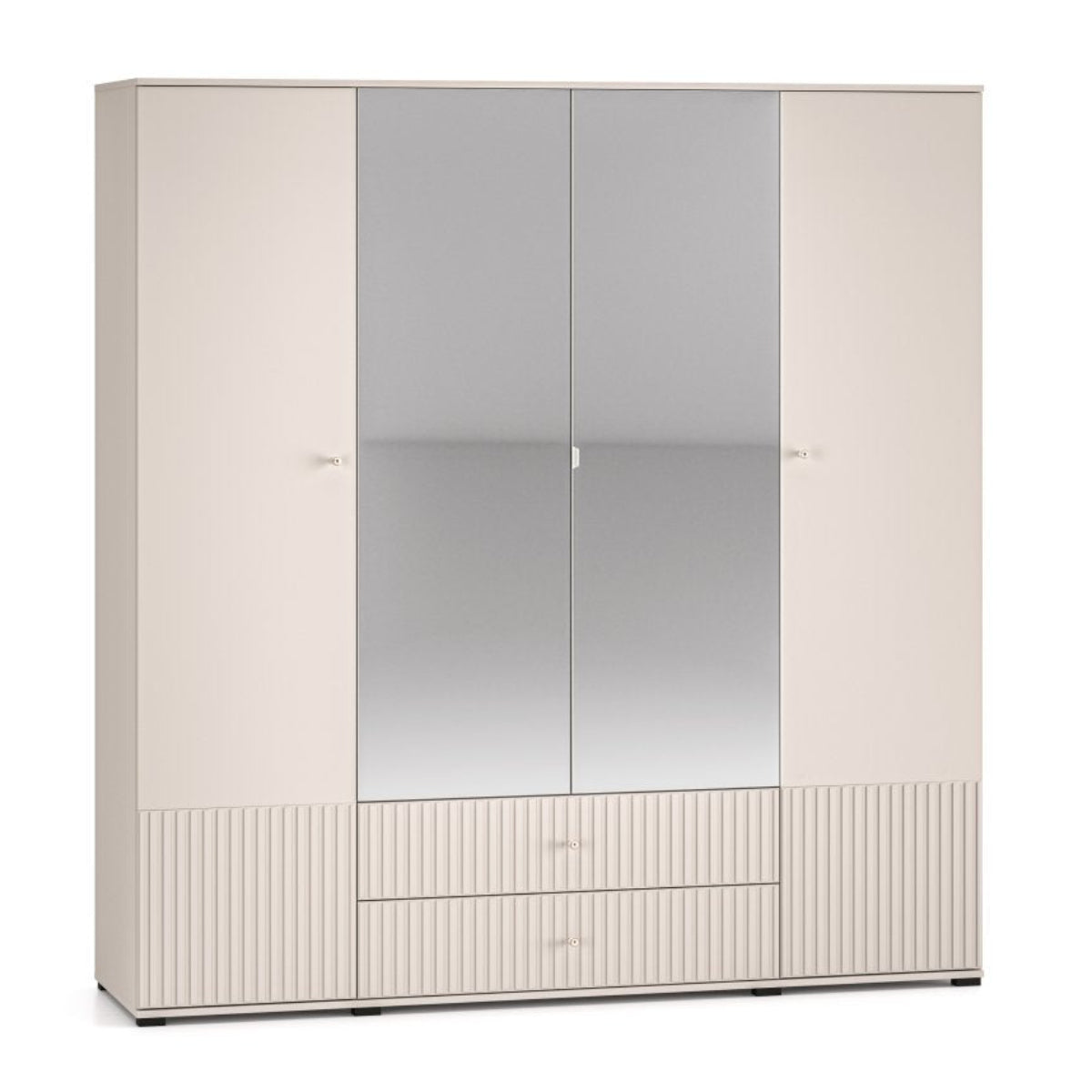 Armoire 4 portes 2 tiroirs miroirs Nova Cachemire