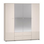 Armoire 4 portes 2 tiroirs miroirs Nova Cachemire