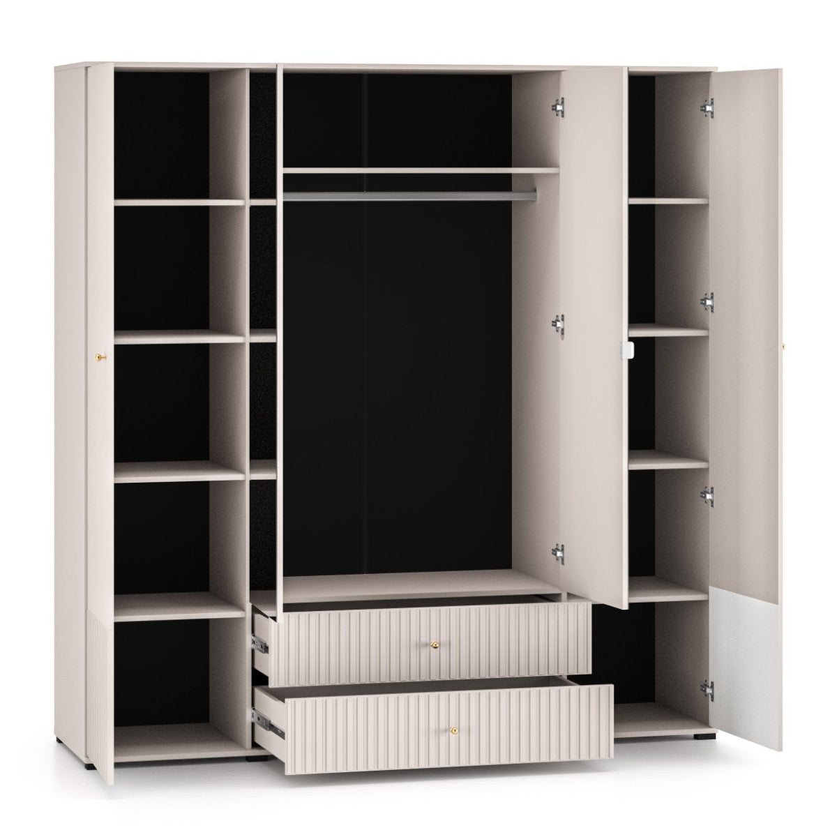Armoire 4 portes 2 tiroirs miroirs Nova Cachemire - vue 3