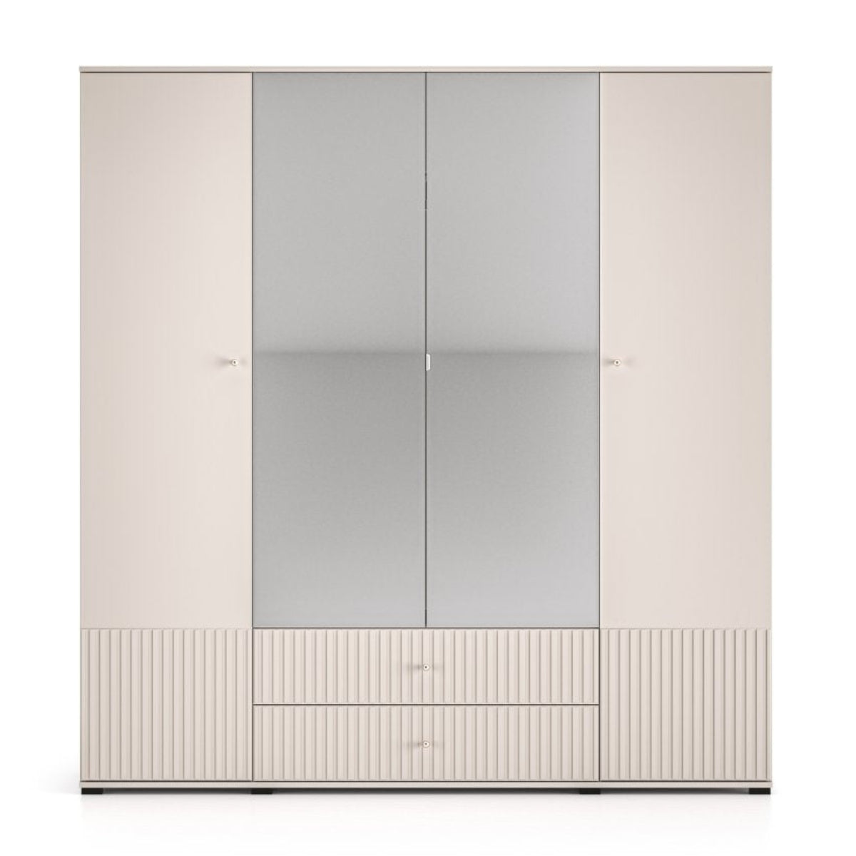 Armoire 4 portes 2 tiroirs miroirs Nova Cachemire - vue 7