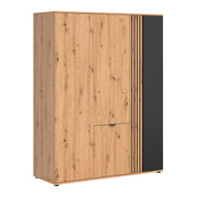 Armoire 4 portes Ezra Bois et Noir