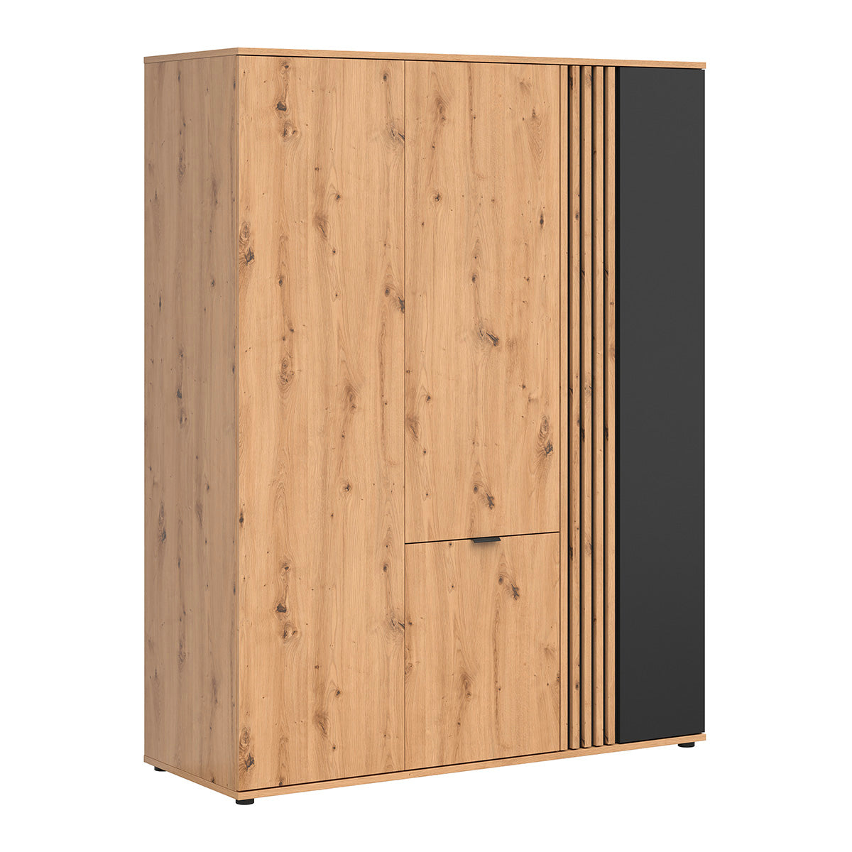 Armoire 4 portes Ezra Bois et Noir