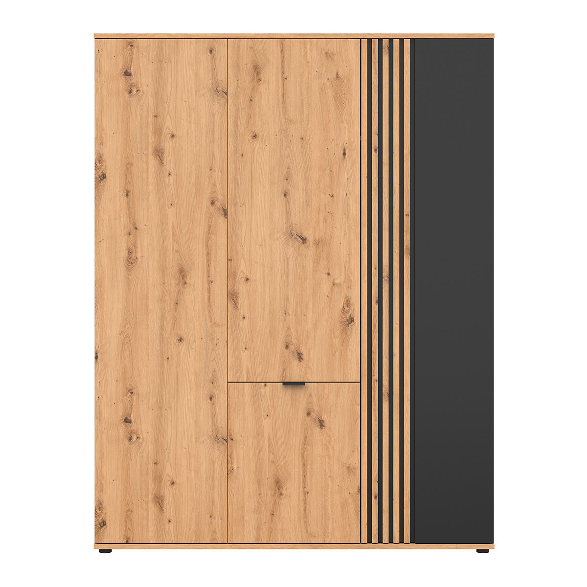 Armoire 4 portes Ezra Bois et Noir - vue 2