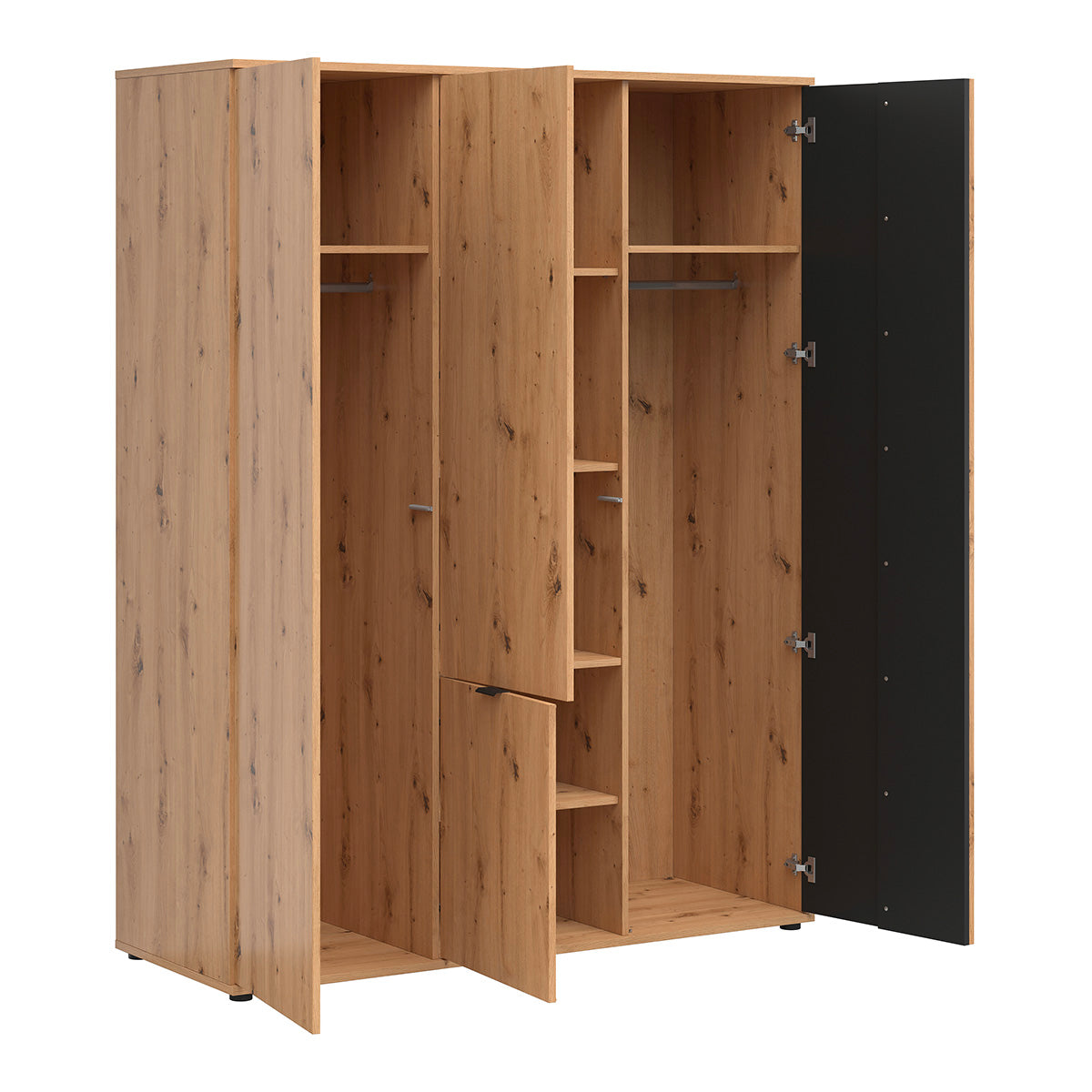 Armoire 4 portes Ezra Bois et Noir - vue 3