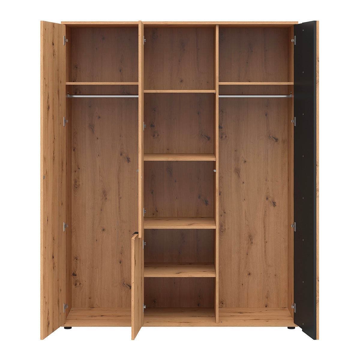 Armoire 4 portes Ezra Bois et Noir - vue 4