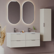 Ensemble meuble double vasque encastrée 120cm et colonne Astrid Cachemire