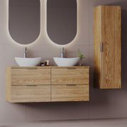 Ensemble meuble double vasque 120cm et colonne Astrid Bois
