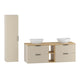 Ensemble meuble double vasque 140cm 2 niches et colonne Astrid Cachemire et bois