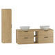 Ensemble meuble double vasque 140cm 2 niches et colonne Astrid Bois