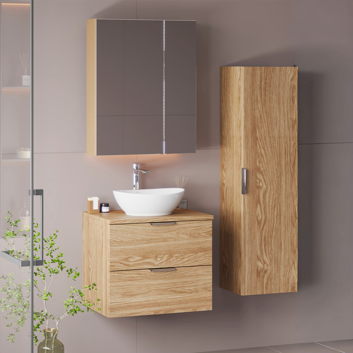 Meuble sous-vasque 60cm plan de toilette Astrid Bois - vue 5