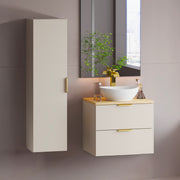 Ensemble meuble simple vasque 60cm et colonne Astrid Cachemire et bois