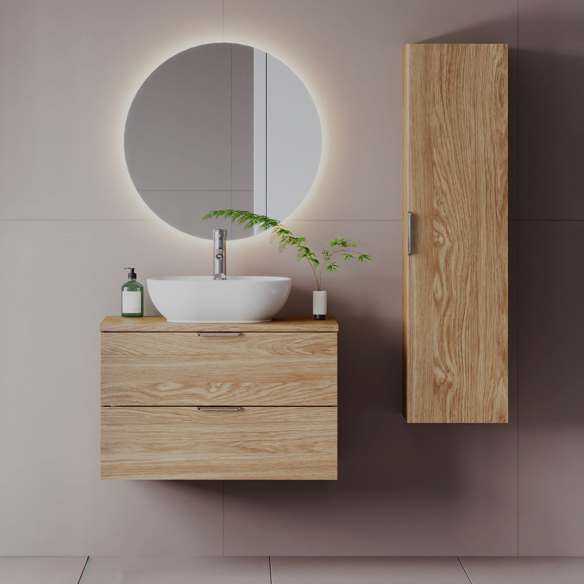 Meuble sous-vasque 80cm plan de toilette Astrid Bois - vue 6