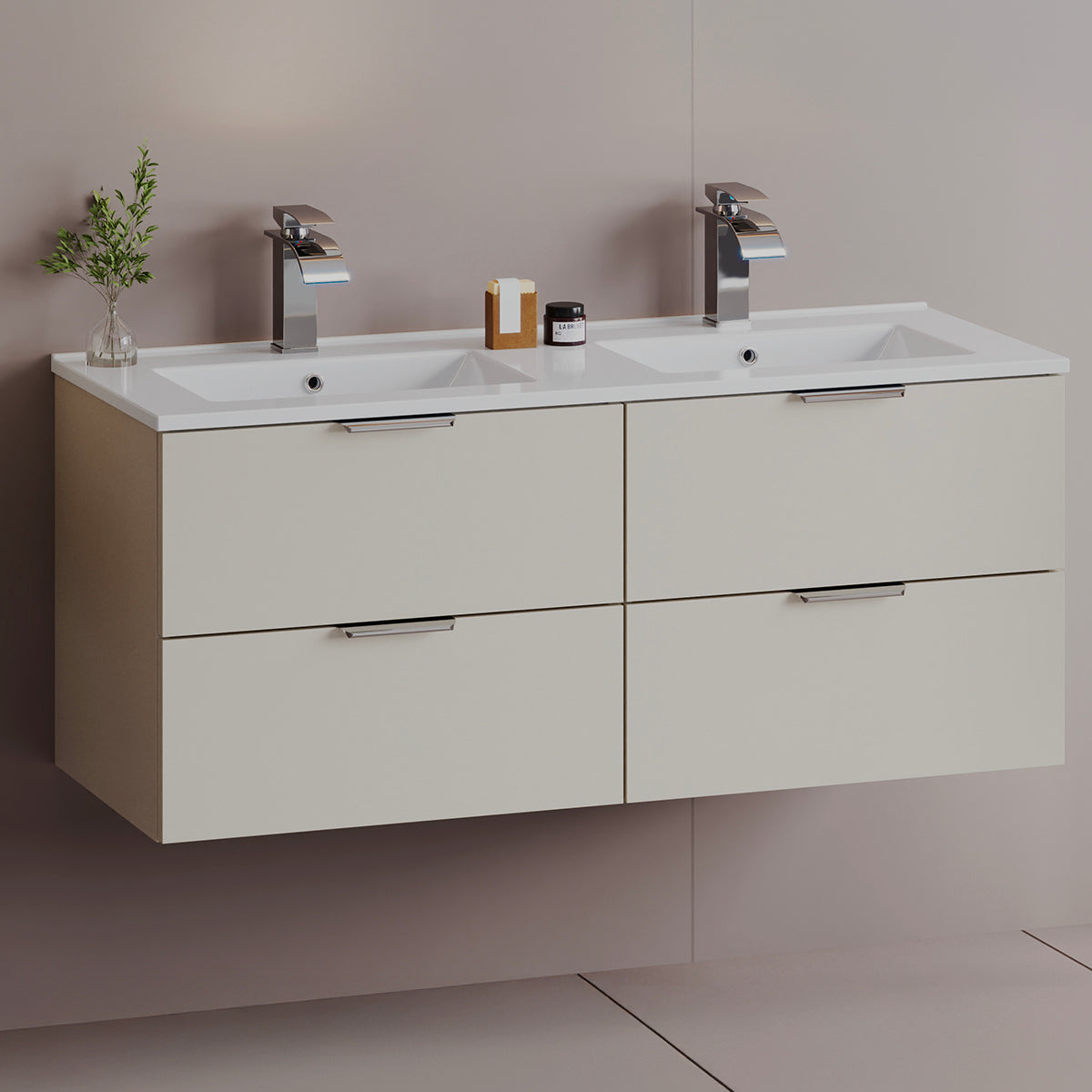 Meuble double vasque encastrée 120cm Astrid Cachemire - vue 3