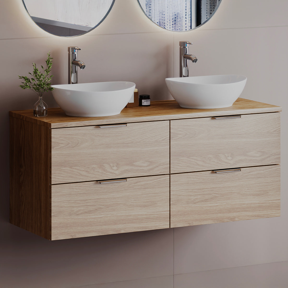 Meuble double vasque 120cm Astrid Bois - vue 3