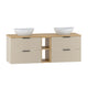 Meuble double vasque 140cm 2 niches Astrid Cachemire et bois