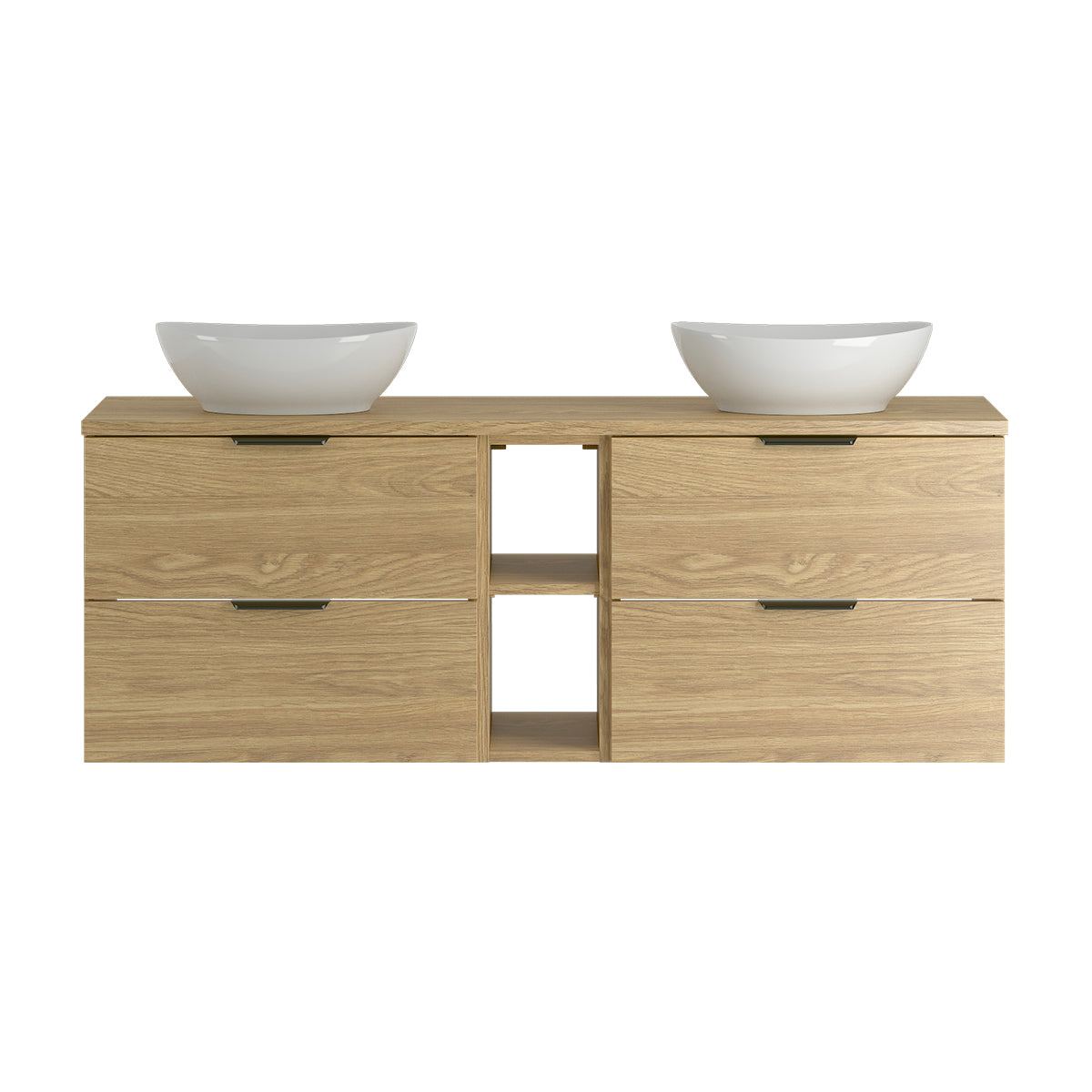 Meuble double vasque 140cm 2 niches Astrid Bois - vue 2