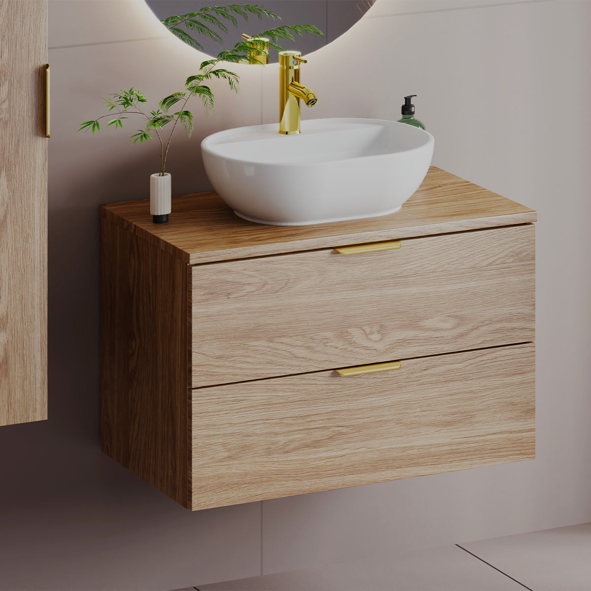 Meuble sous-vasque 80cm plan de toilette Astrid Bois - vue 5