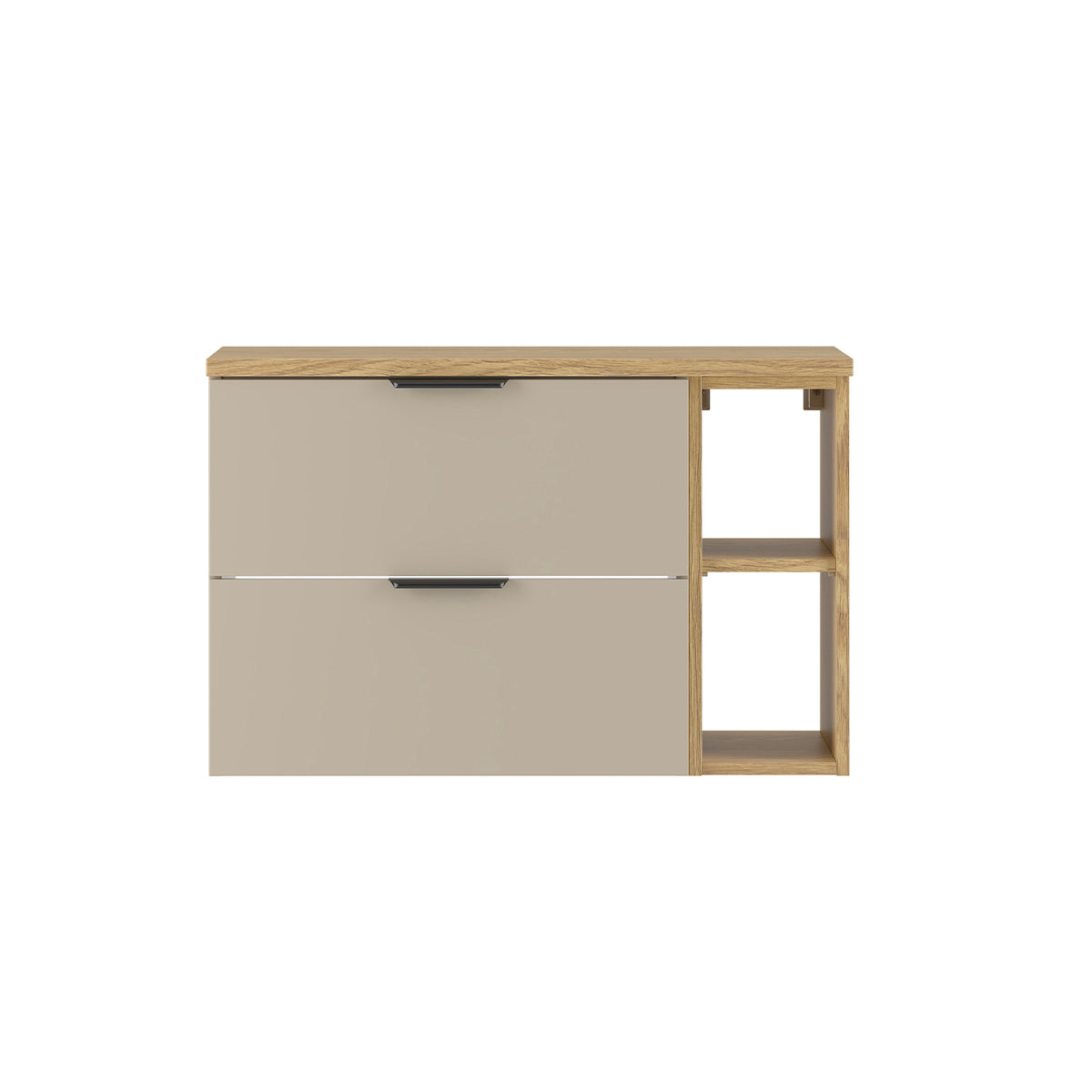 Meuble sous-vasque 80cm 2 niches plan de toilette Astrid Cachemire et bois - vue 2