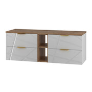 Meuble sous-vasque 140cm 2 niches plan de toilette Aurora Blanc et Bois