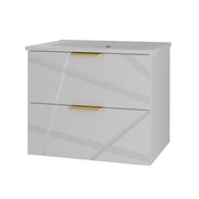 Meuble simple vasque encastrée 60cm Aurora Blanc