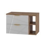 Meuble sous-vasque 80cm 2 niches plan de toilette Aurora Blanc et Bois