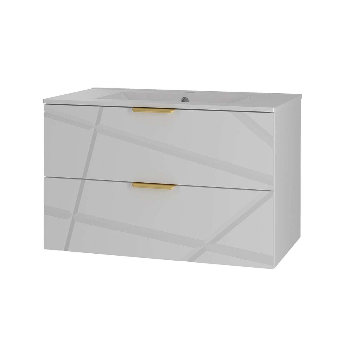 Meuble simple vasque encastrée 80cm Aurora Blanc